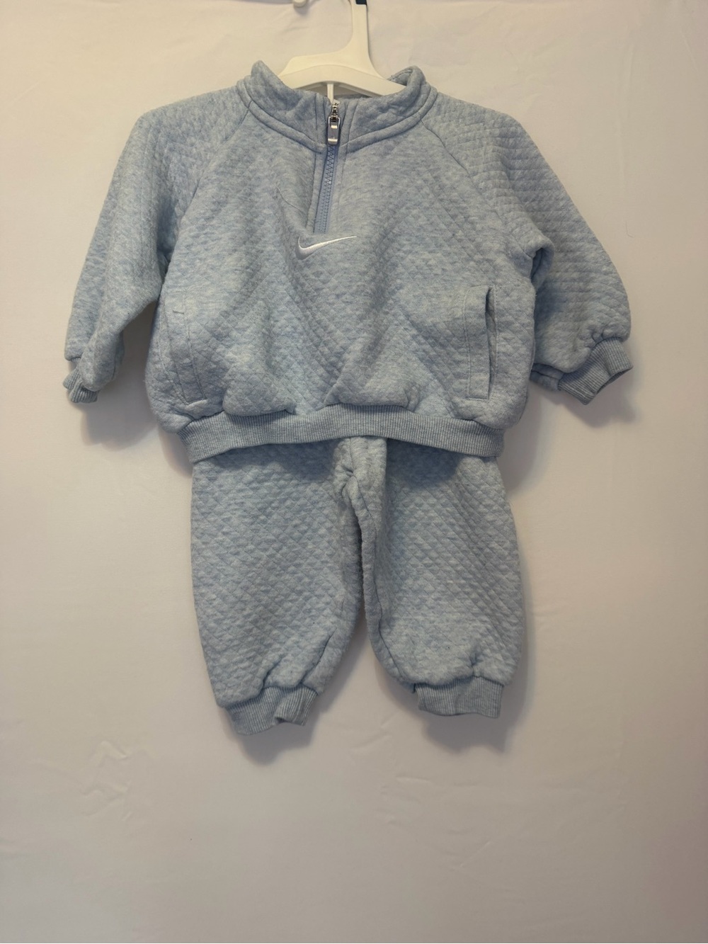 Nike Baby Light Blue Quilted Sweatpant Set